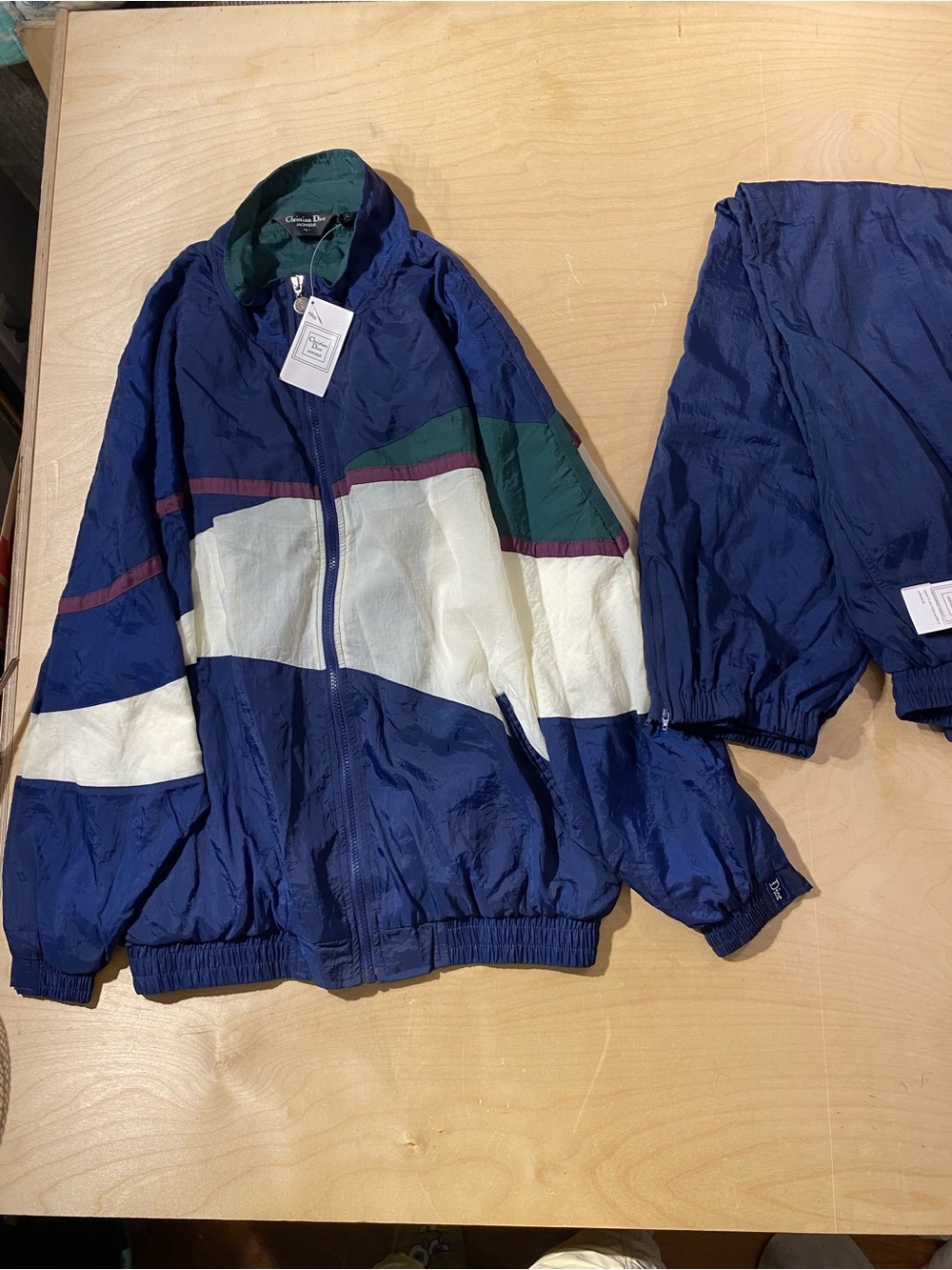 Christian Dior Navy, White & Green Colorblock Track Suit Large (SX) - Picture 9 of 13